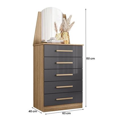 Imagem de Cômoda Quarto Veneza com 5 Gavetas e Espelho