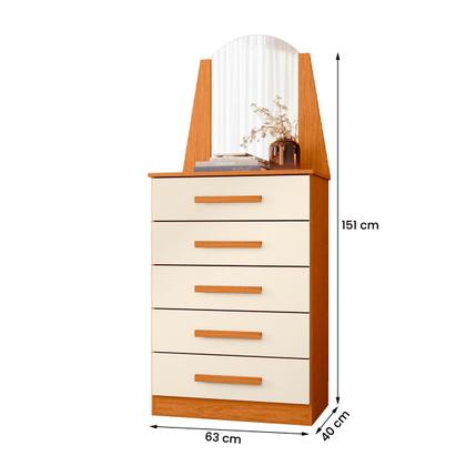 Imagem de Cômoda Quarto Veneza com 5 Gavetas e Espelho