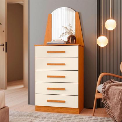 Imagem de Cômoda Quarto Veneza com 5 Gavetas e Espelho