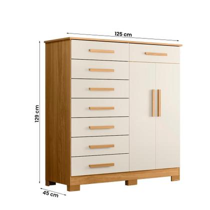 Imagem de Cômoda Quarto Verona com 8 Gavetas e 2 Portas com Cabideiro
