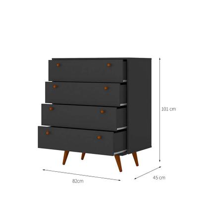 Cômoda Retrô 4 GV Preta - Modern Imagem de Cômoda Retrô 4 GV Preta