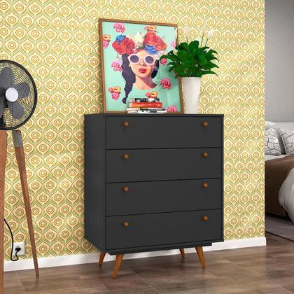 Cômoda Retrô 4 GV Preta - Modern Imagem de Cômoda Retrô 4 GV Preta