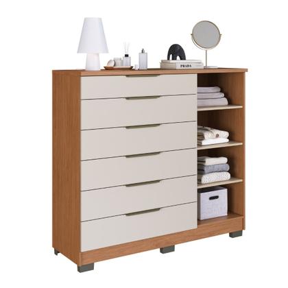 Imagem de Cômoda Ripada 6 Gavetas 1 Porta com Pés Vegas Faimec