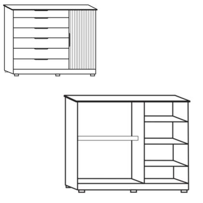 Imagem de Cômoda Ripada 6 Gavetas 1 Porta com Pés Vegas Faimec