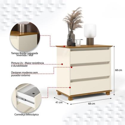 Imagem de Comoda Roupa Quarto Bebe Casal Sapateira 3 Gaveteiro Retrô