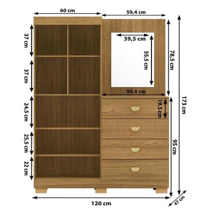 Imagem de Cômoda Roupeiro 2 Portas 4 Gavetas Cristal