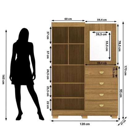 Imagem de Cômoda Roupeiro 2 Portas 4 Gavetas Cristal