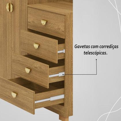 Imagem de Cômoda Roupeiro 2 Portas 4 Gavetas Cristal