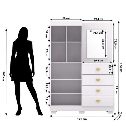 Imagem de Cômoda Roupeiro 2 Portas 4 Gavetas Cristal