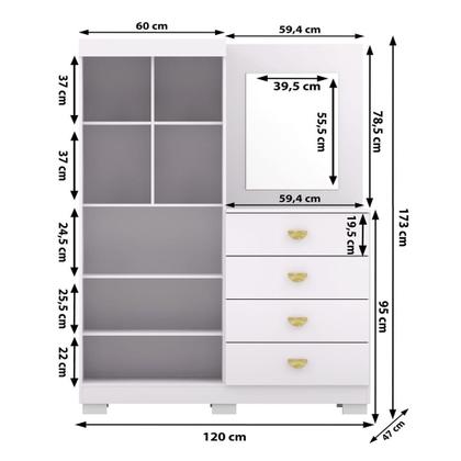 Imagem de Cômoda Roupeiro 2 Portas 4 Gavetas Cristal