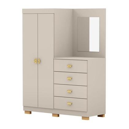 Imagem de Cômoda Roupeiro 2 Portas 4 Gavetas Cristal