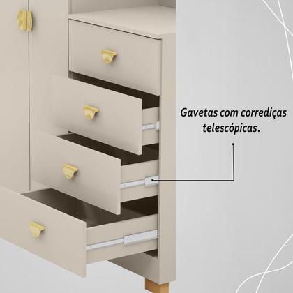 Imagem de Cômoda Roupeiro 2 Portas 4 Gavetas Cristal
