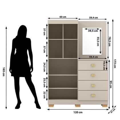Imagem de Cômoda Roupeiro 2 Portas 4 Gavetas Cristal