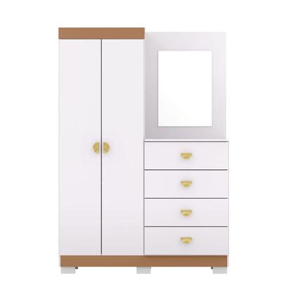 Imagem de Cômoda Roupeiro 4 Gavetas Espelho Gerórgia Branco Camarim