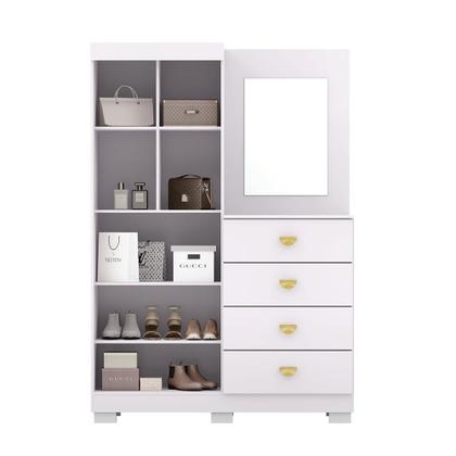 Imagem de Cômoda Roupeiro Allure 2 Portas 4 Gavetas e Espelho Frontal e Rodapé Flex Branco/Terracota G98 - Gran Belo