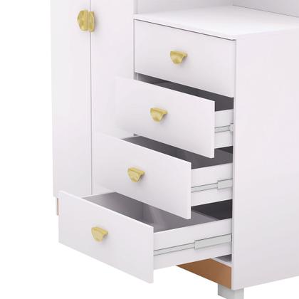 Imagem de Cômoda Roupeiro Allure 2 Portas 4 Gavetas e Espelho Frontal e Rodapé Flex Branco/Terracota G98 - Gran Belo