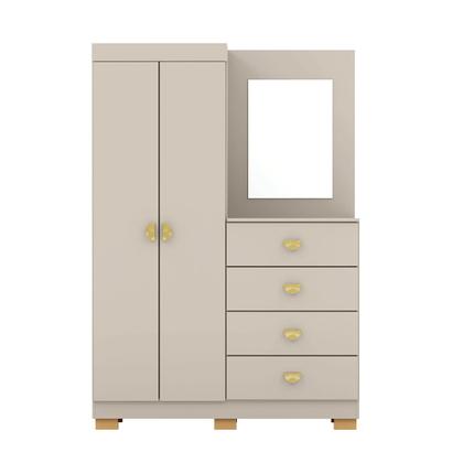 Imagem de Cômoda Roupeiro Allure 4 Gavetas 1 Espelho 2 Portas com Prateleiras MDF Fendi G98 Gran Belo