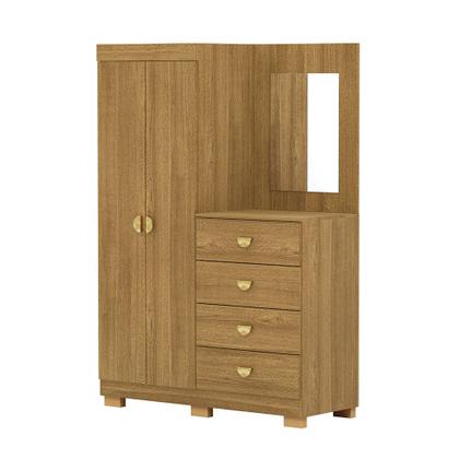 Imagem de Cômoda Roupeiro Allure 4 Gavetas 1 Espelho 2 Portas com Prateleiras Nature G98 - Gran Belo