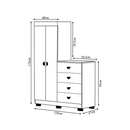 Imagem de Cômoda Roupeiro Allure 4 Gavetas 2 Portas com Prateleiras Branco G98 - Gran Belo