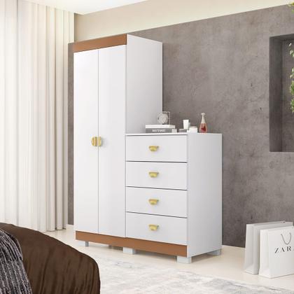 Imagem de Cômoda Roupeiro Allure 4 Gavetas 2 Portas com Prateleiras Branco G98 - Gran Belo