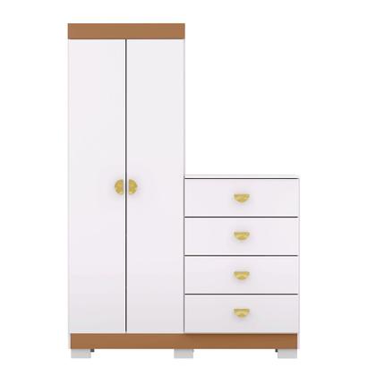 Imagem de Cômoda Roupeiro Allure 4 Gavetas 2 Portas com Prateleiras Branco G98 - Gran Belo