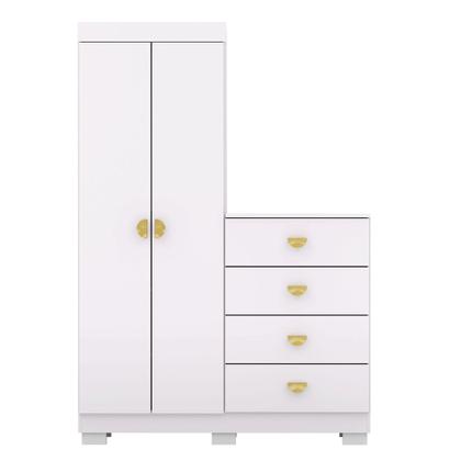 Imagem de Cômoda Roupeiro Allure 4 Gavetas 2 Portas com Prateleiras Branco G98 - Gran Belo