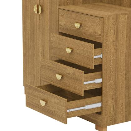 Imagem de Cômoda Roupeiro Allure 4 Gavetas 2 Portas com Prateleiras Nature G98 - Gran Belo
