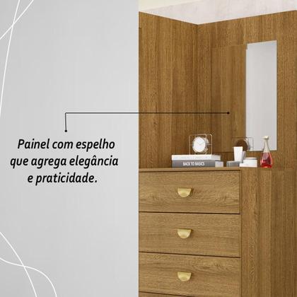 Imagem de Cômoda Roupeiro Com Espelho 2 Portas 4 Gavetas Cristal