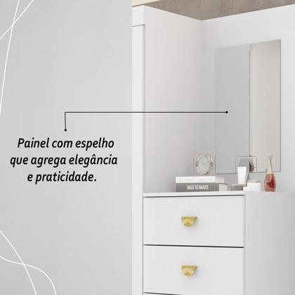 Imagem de Cômoda Roupeiro Com Espelho 2 Portas 4 Gavetas Cristal