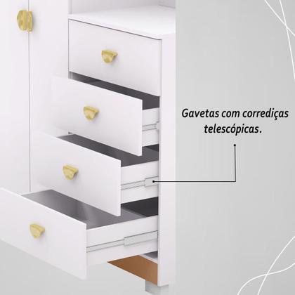 Imagem de Cômoda Roupeiro Com Espelho 2 Portas 4 Gavetas Cristal