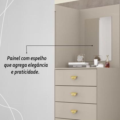 Imagem de Cômoda Roupeiro Com Espelho 2 Portas 4 Gavetas Cristal