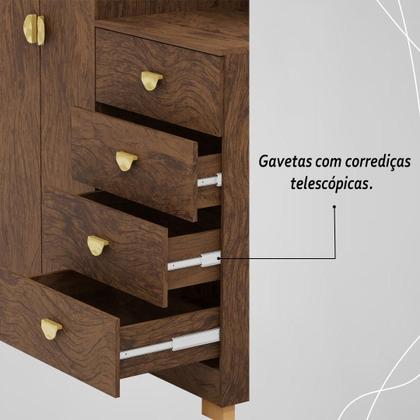 Imagem de Cômoda Roupeiro Com Espelho 2 Portas 4 Gavetas Cristal