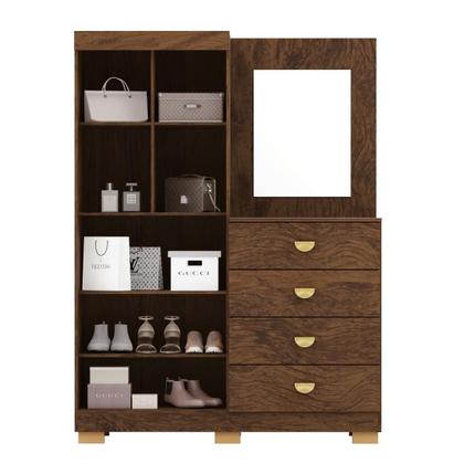 Imagem de Cômoda Roupeiro Com Espelho 2 Portas 4 Gavetas Cristal