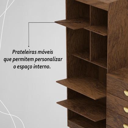 Imagem de Cômoda Roupeiro Com Espelho 2 Portas 4 Gavetas Cristal