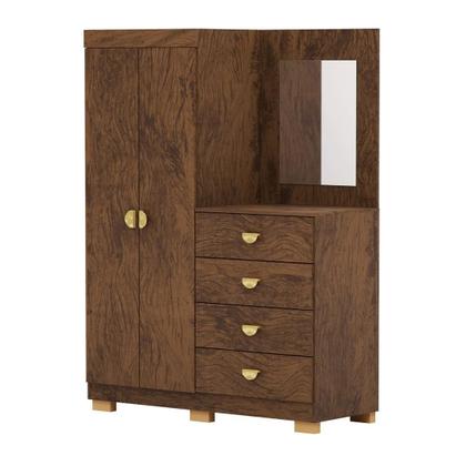 Imagem de Cômoda Roupeiro Com Espelho 2 Portas 4 Gavetas Cristal