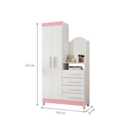 Imagem de Comoda Roupeiro Com Espelho Tokyo Rosa