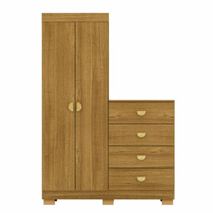 Imagem de Cômoda Roupeiro Cristal 4 Gavetas 2 Portas Nature - Vila Rica