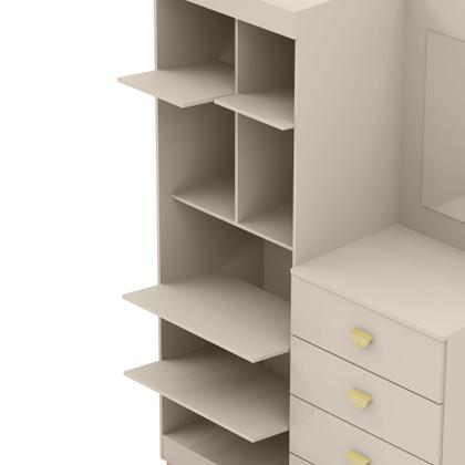 Imagem de Cômoda Roupeiro Cristal c/ Espelho 4 Gavetas 2 Portas Fendi - Vila Rica