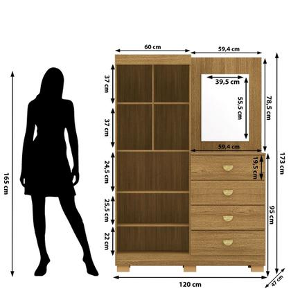 Imagem de Cômoda Roupeiro Cristal com Espelho para Quarto - Nature Vila Rica