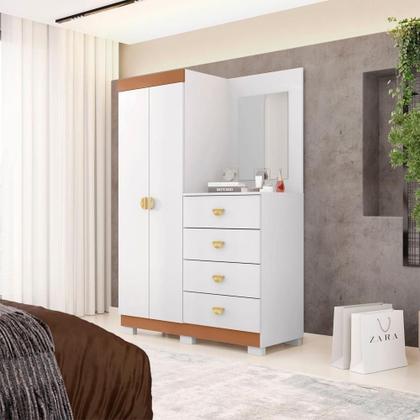 Imagem de Comoda Roupeiro Espelho 120 Cm 2 Portas 20034 Branco Camarim Flex