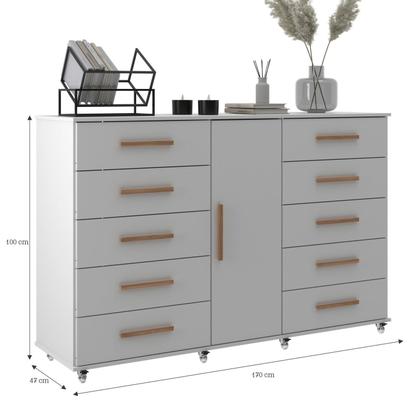 Imagem de Cômoda Sapateira 1 Porta 10 Gavetas com Rodízio Monterrey Yescasa