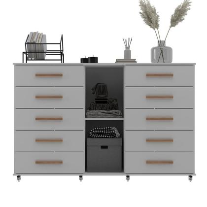 Imagem de Cômoda Sapateira 1 Porta 10 Gavetas com Rodízio Monterrey Yescasa