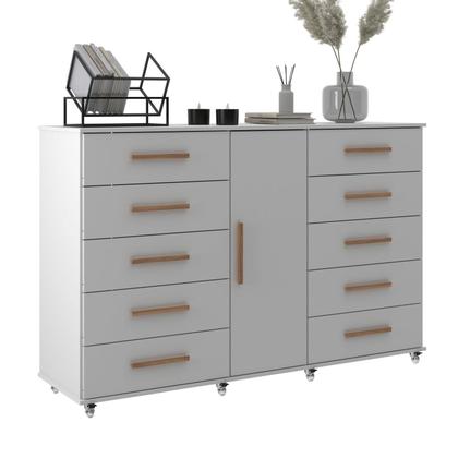 Imagem de Cômoda Sapateira 1 Porta 10 Gavetas com Rodízio Monterrey Yescasa