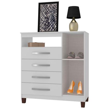 Imagem de Cômoda Sapateira 1 Porta 4 Gavetas Cannes Branco Incorplac