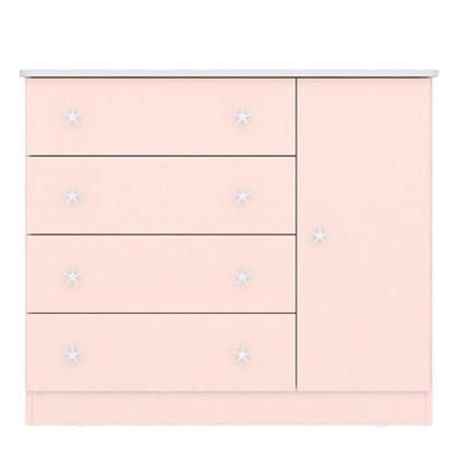 Imagem de Comoda Sapateira 1 Porta 4 Gavetas Doce Sonho Rosa Acetinado