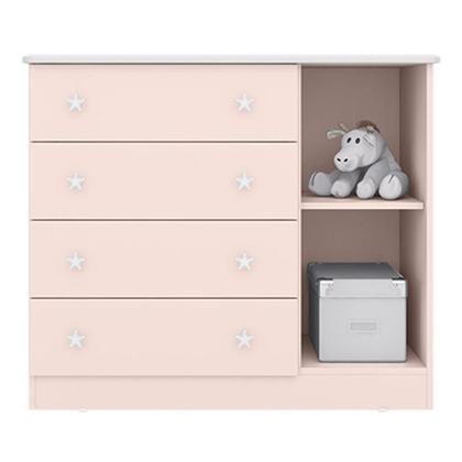 Imagem de Comoda Sapateira 1 Porta 4 Gavetas Doce Sonho Rosa Acetinado