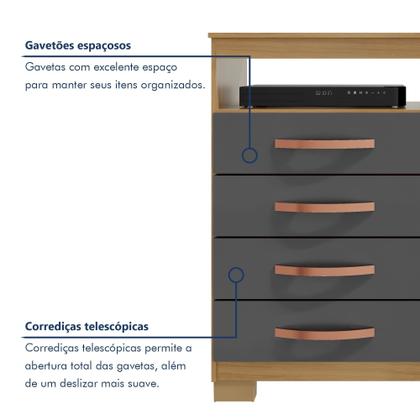 Imagem de Cômoda Sapateira 1 Porta 4 Gavetas Itapema