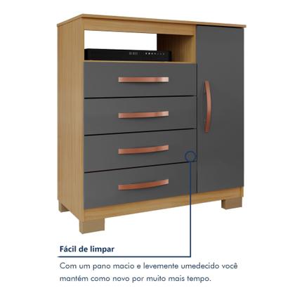 Imagem de Cômoda Sapateira 1 Porta 4 Gavetas Itapema