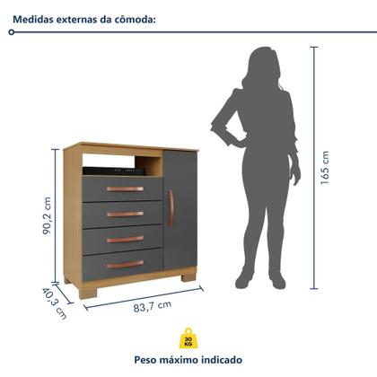 Imagem de Cômoda Sapateira 1 Porta 4 Gavetas Itapema