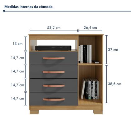 Imagem de Cômoda Sapateira 1 Porta 4 Gavetas Itapema